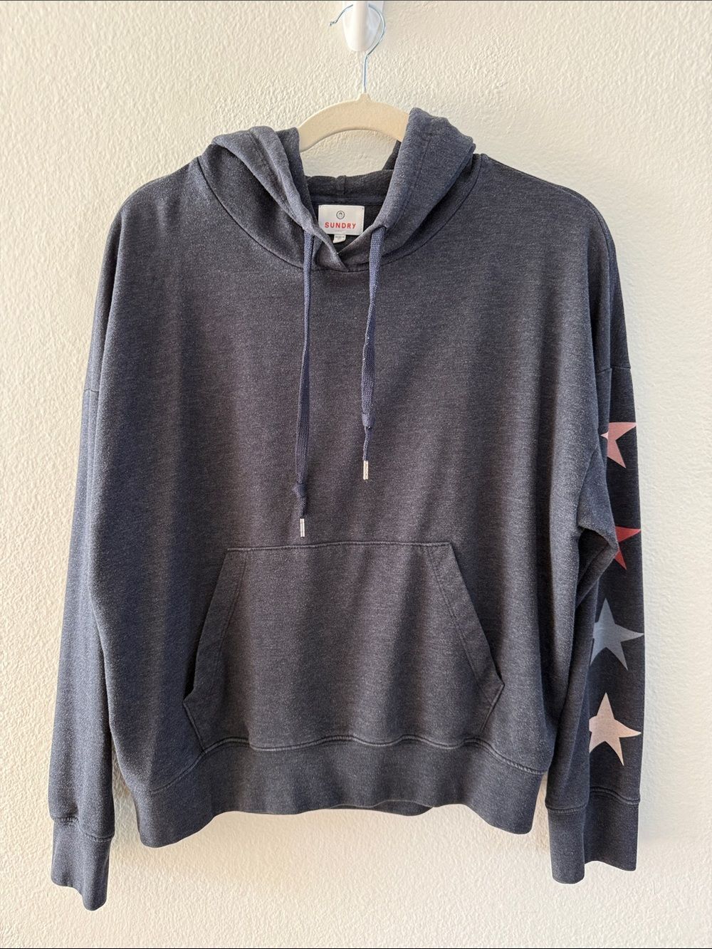 Sundry Multi Star Sleeve Pullover Hoodie Size M